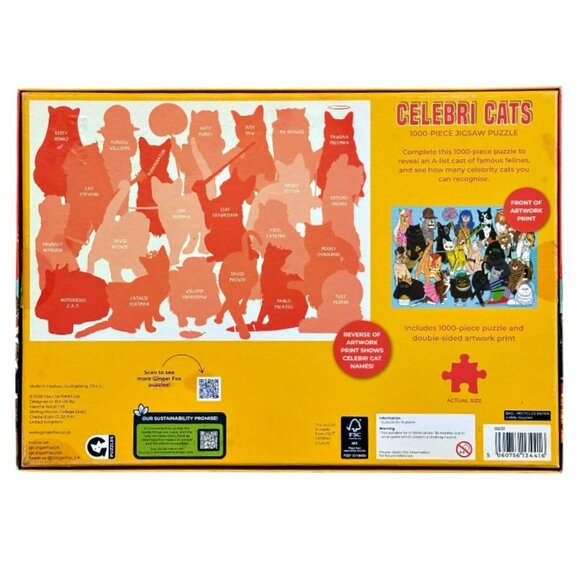 Celebri Cats 1000 Piece Jigsaw Puzzle with Poster Ginger Fox MINT - COMPLETE - Picture 7 of 12
